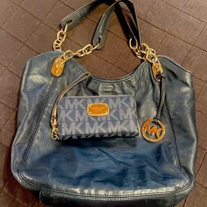 Michael Kors Blue Tote Bag and Wallet